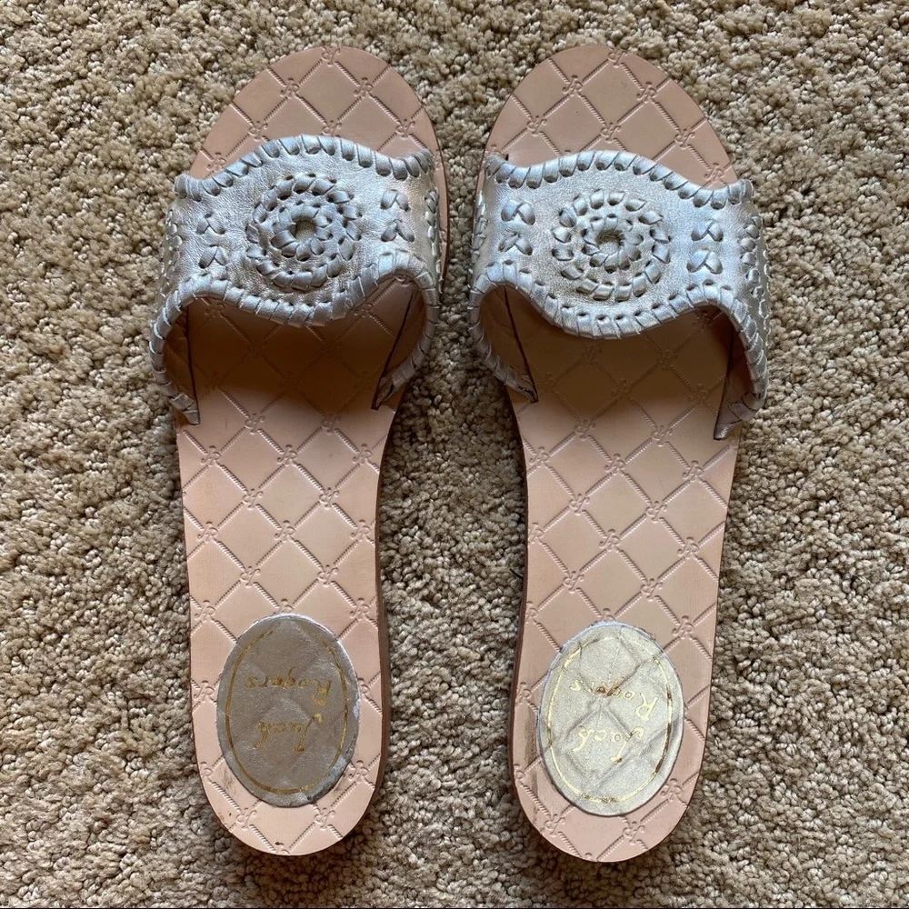 Jack Rogers Silver Slide Sandals